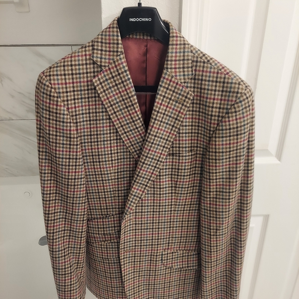 Charles Tyrwhitt Slim Fit 40R Tan Plaid Blazer